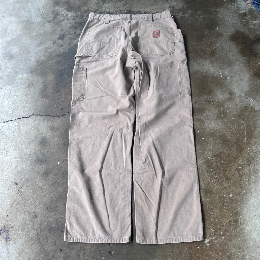 Carhartt Carpenter Pants Mens 34x32 Tan Good B151 Canvas Work Dungaree